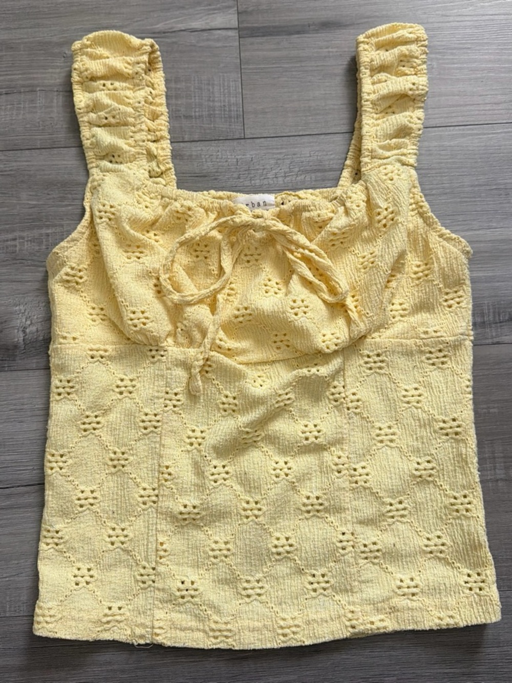 Yellow Crochet Tie-Front Women's Tank Top